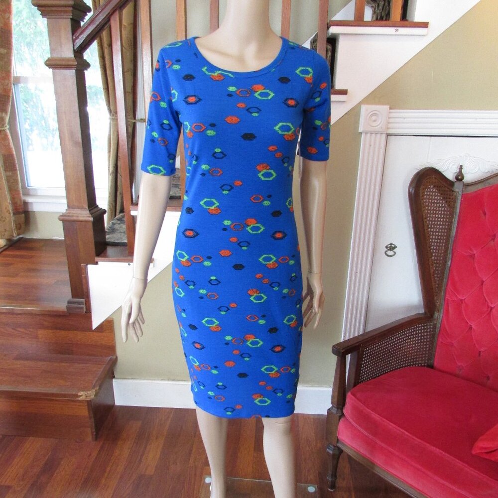 LULA ROE NWT X-Small Julia Blue Stretch Dress